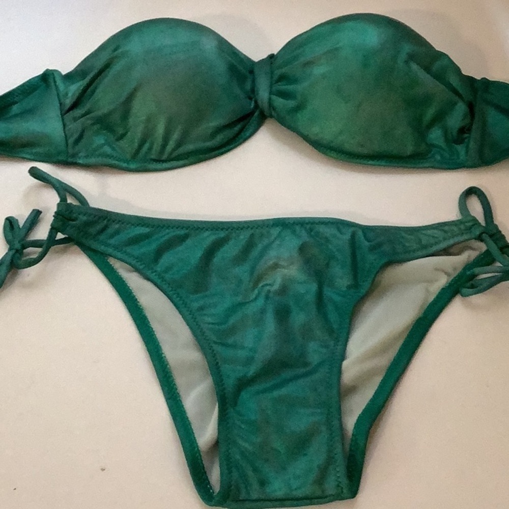 Metallic Vintage Siyaqi Emerald Green Bikini Set Size 40 - Picture 4 of 9